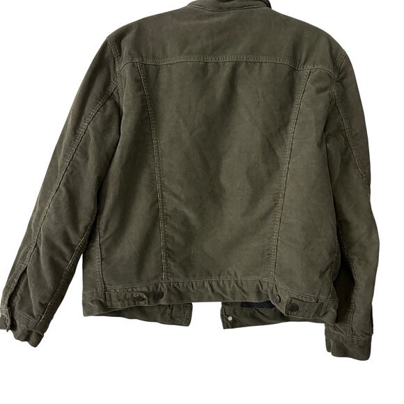 Levi’s Sherpa Lined Corduroy Trucker Jacket Olive Green Size M Retro SAMPLE RARE - Picture 2 of 8